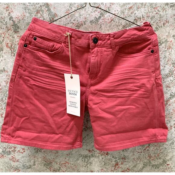 BOGO FREE! FAT FACE Womens Cotton Denim Shorts DEEP BERRY Sz 4 NWT - Picture 10 of 11